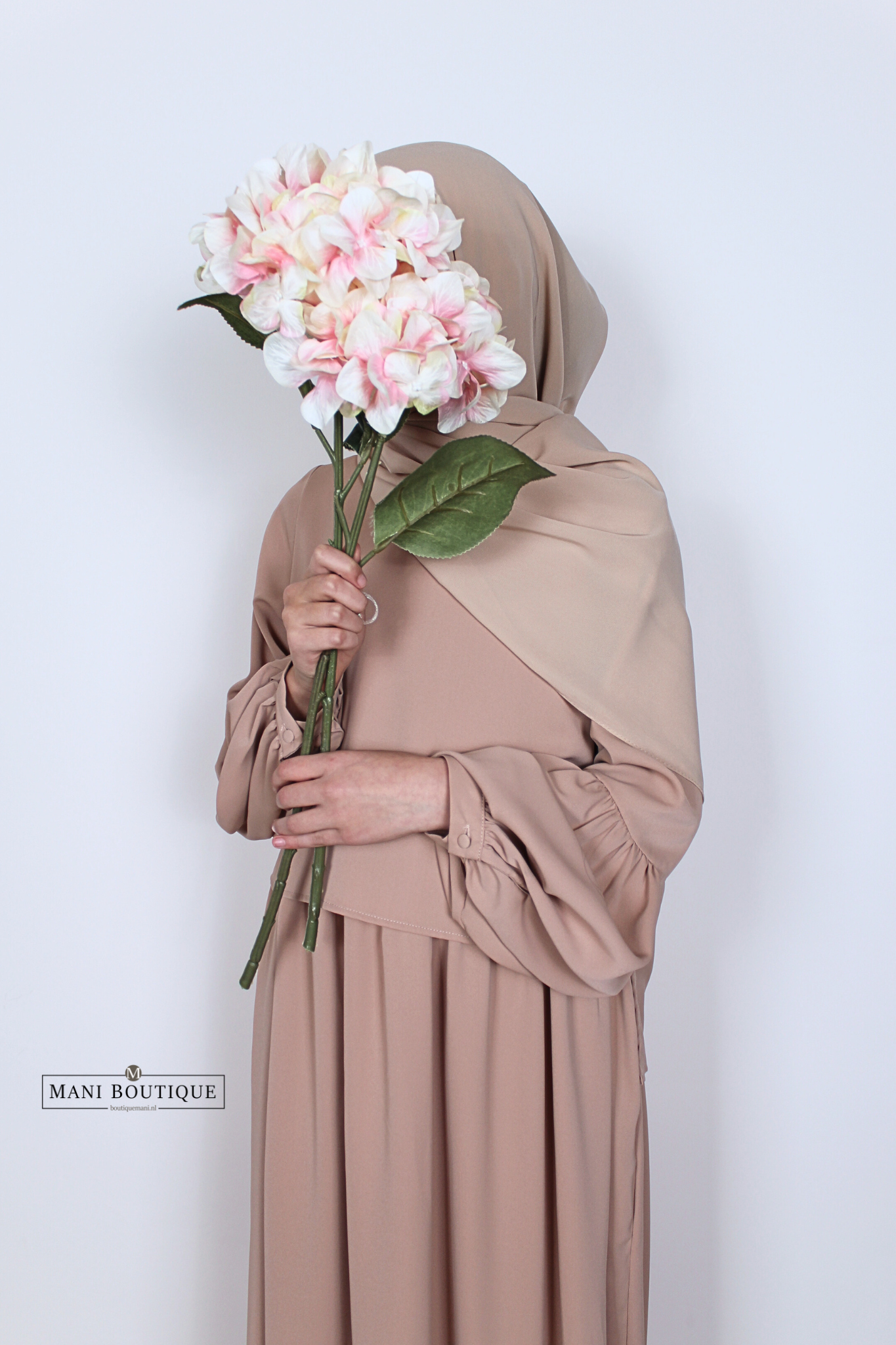 Meisjes abaya met blouse pink beige (lightweight) - Afbeelding 3