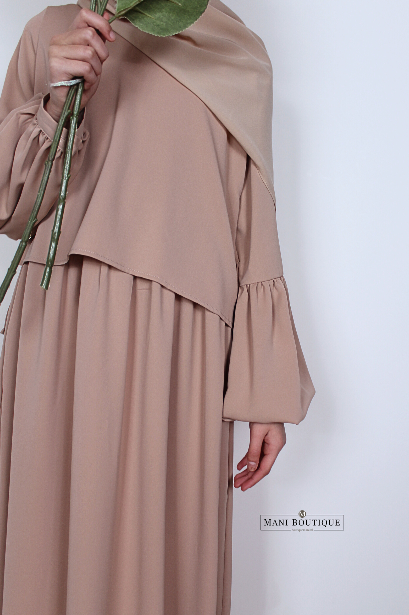 Meisjes abaya met blouse pink beige (lightweight) - Afbeelding 6
