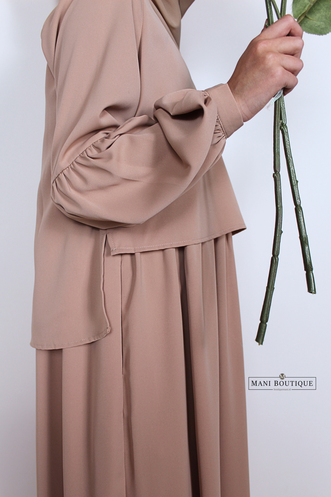 Meisjes abaya met blouse pink beige (lightweight) - Afbeelding 2