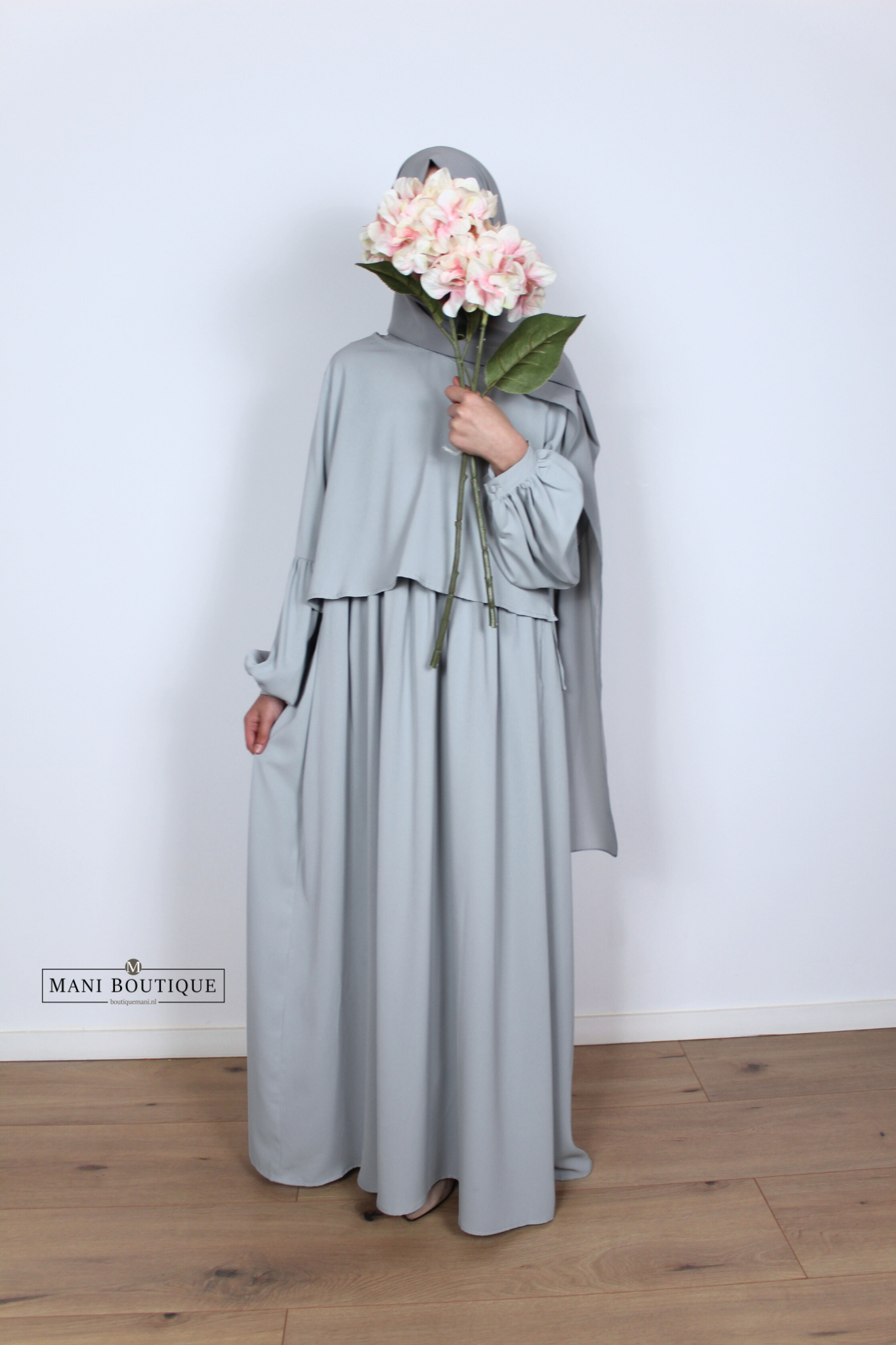 Meisjes abaya met blouse powder blue (lightweight) - Afbeelding 3