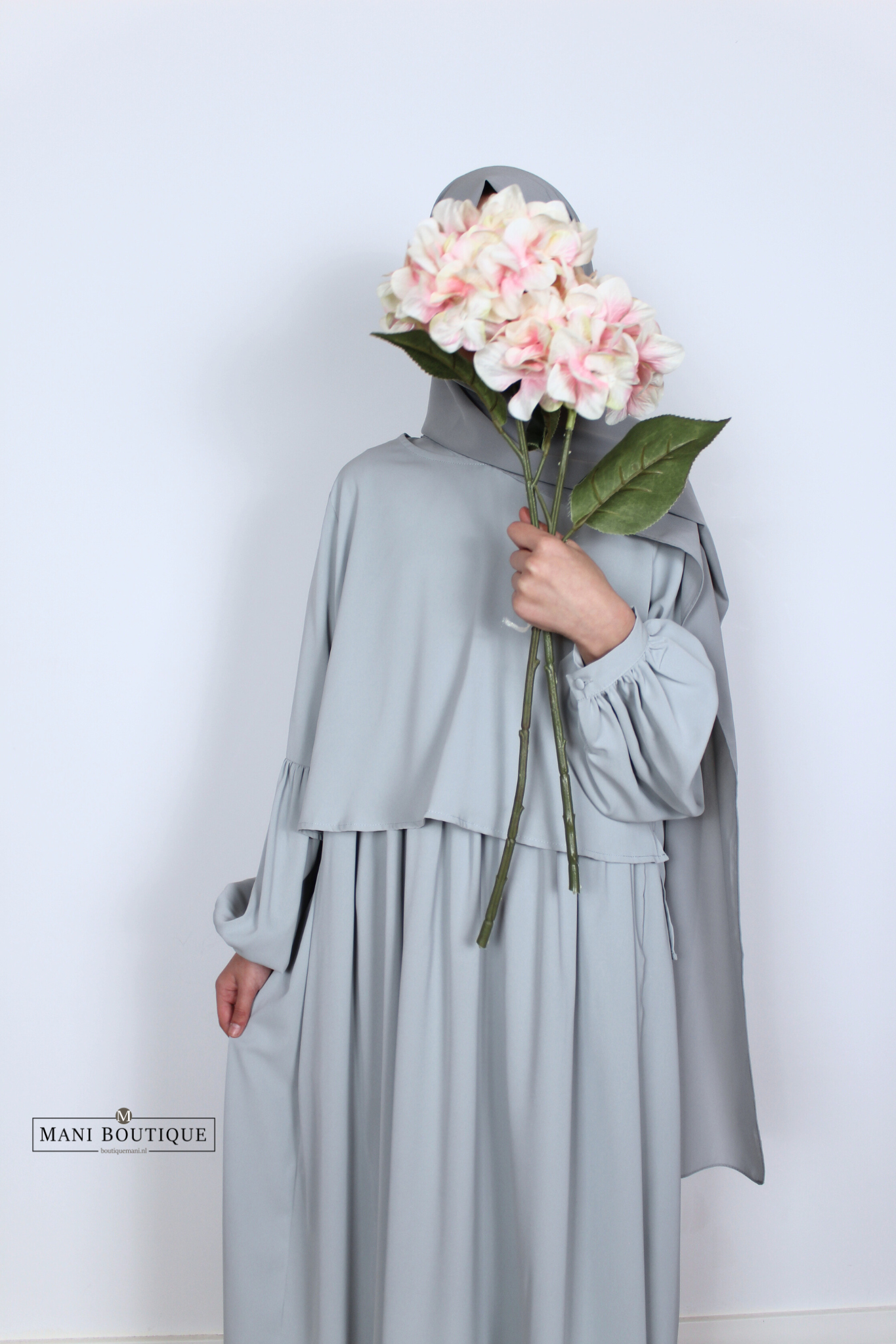 Meisjes abaya met blouse powder blue (lightweight) - Afbeelding 4