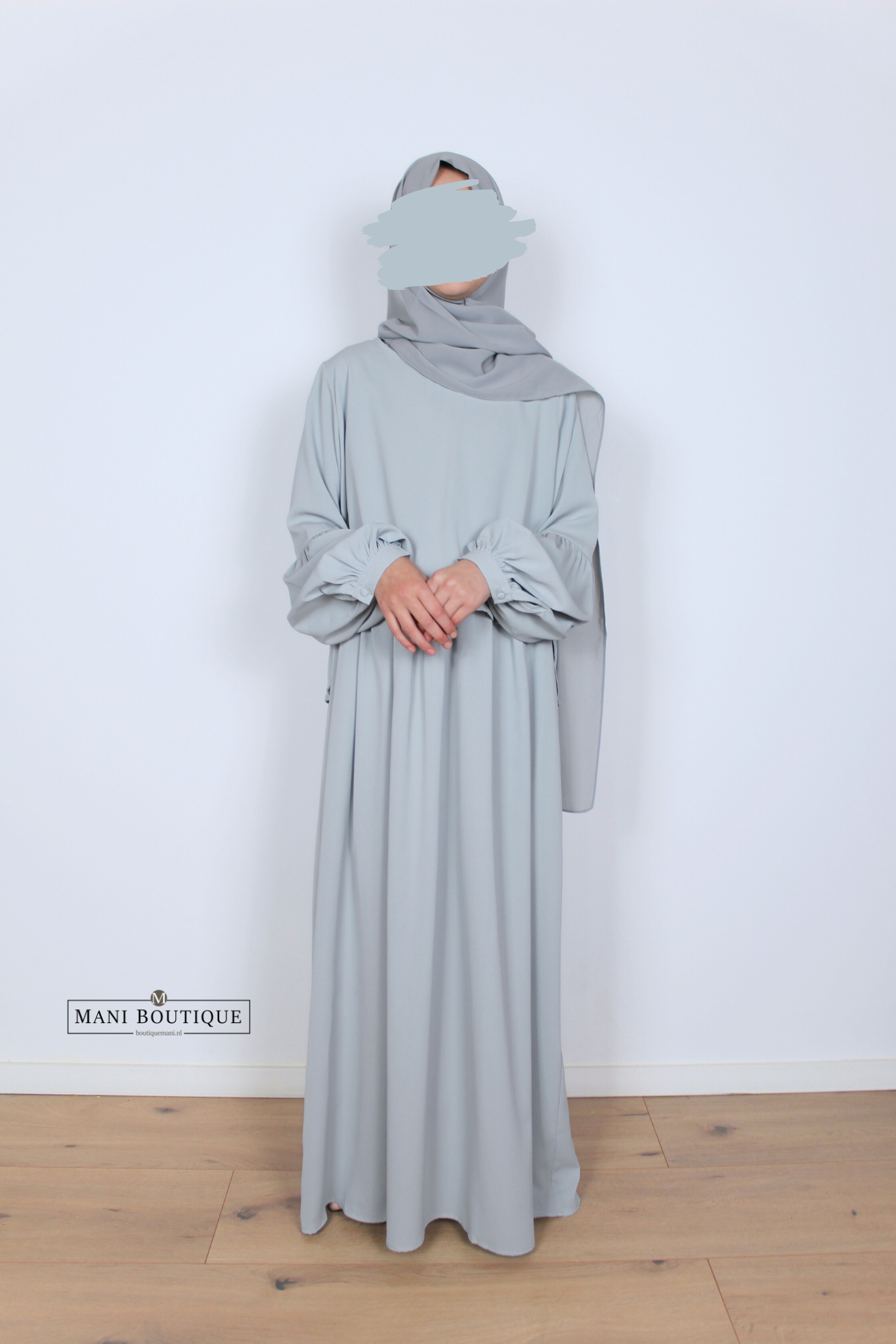 Meisjes abaya met blouse powder blue (lightweight) - Afbeelding 5