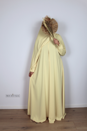abaya cute sleeves butter yellow