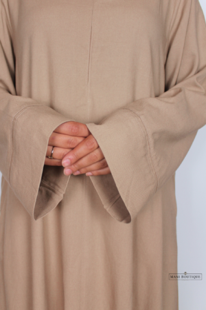 Alternative view of Linnen abaya Safa warm taupe (2 lengtes)