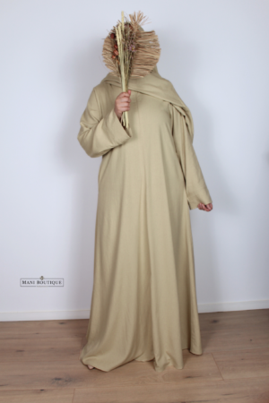 Alternative view of Linnen abaya Safa yellow sand (2 lengtes)