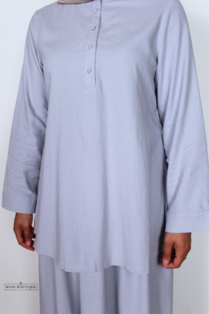 Alternative view of Linnen twinset sky blue (2 lengtes)