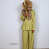 meisjes linnen twinset met broek fresh lime