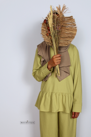 meisjes linnen twinset met broek fresh lime