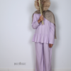 Linnen meisjes twinset met broek soft lavender