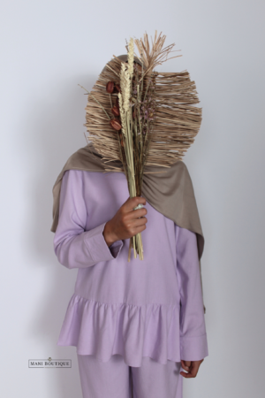 Linnen meisjes twinset met broek soft lavender