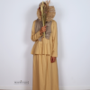 Meisjes linnen twinset met rok amber sand