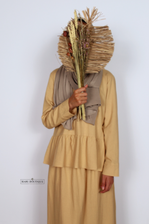 Alternative view of Linnen meisjes twinset met rok amber sand
