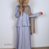 Meisjes linnen twinset met rok sky blue
