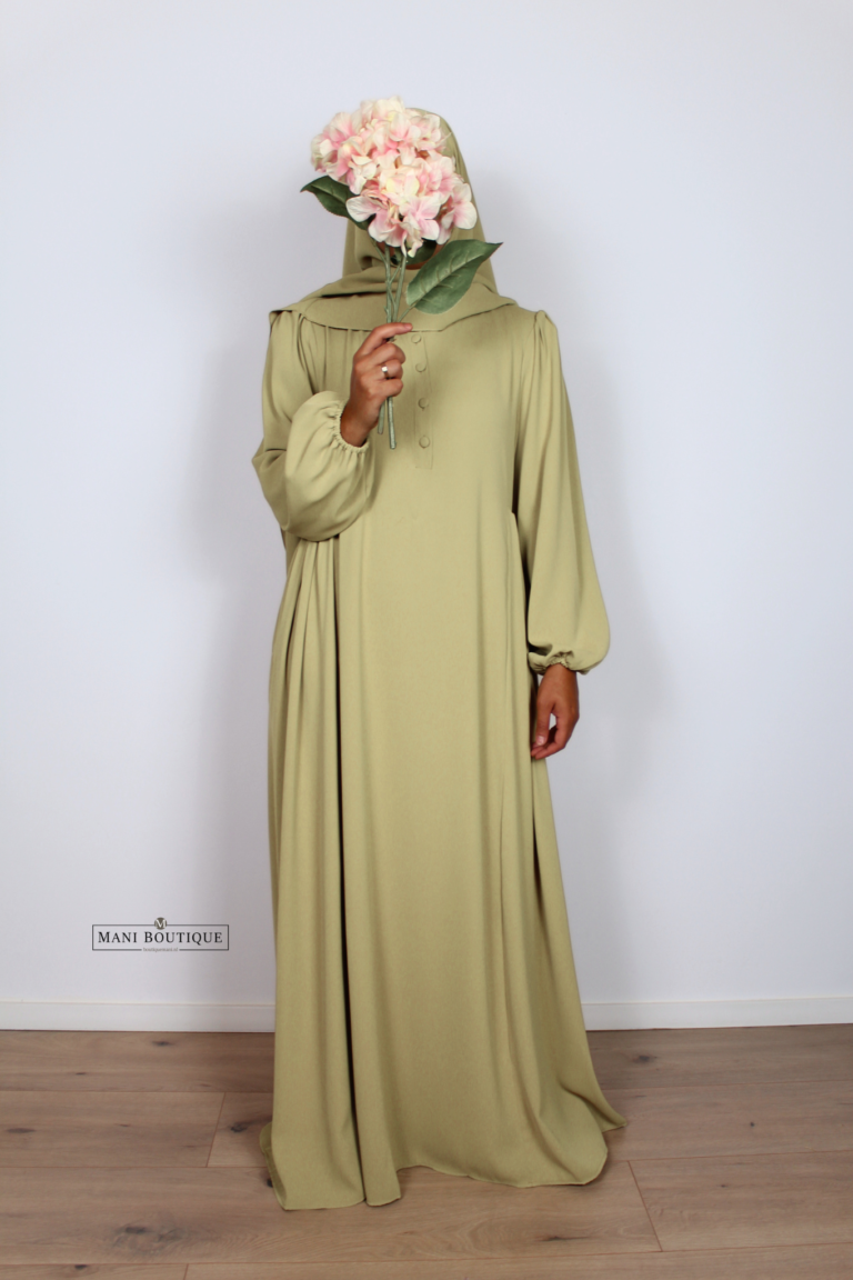 Abaya Aicha lime gold