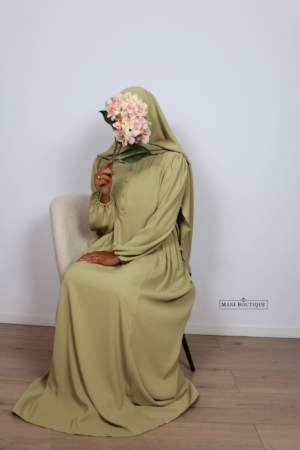 Abaya Aicha gold lime (2 lengtes) - Afbeelding 3