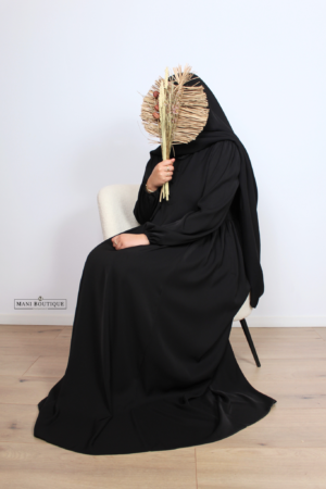Abaya Aicha zwart (2 lengtes) - Afbeelding 3