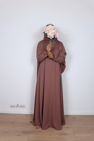 Abaya Yasmin mini cute sleeves dusty rose (2 lengtes - lightweight) - Afbeelding 2