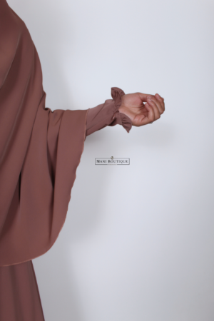 Abaya Yasmin mini cute sleeves dusty rose (2 lengtes - lightweight) - Afbeelding 4