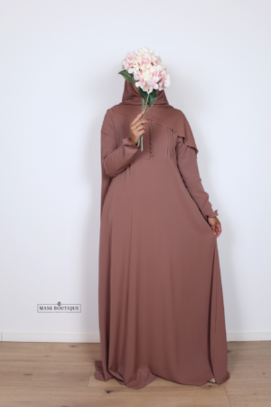Abaya Yasmin mini cute sleeves dusty rose (2 lengtes - lightweight)