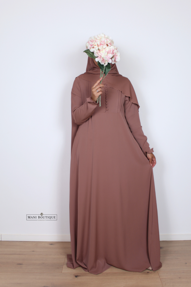 Abaya Yasmin mini cute sleeves dusty rose (2 lengtes - lightweight)