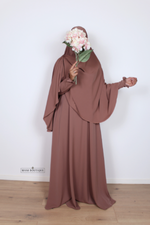 Abaya Yasmin mini cute sleeves dusty rose (2 lengtes - lightweight) - Afbeelding 3