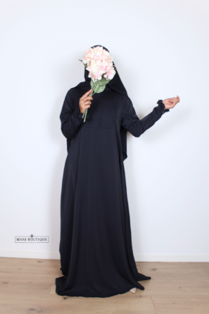 Abaya Yasmin mini cute sleeves night blue (2 lengtes - lightweight)