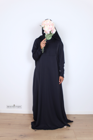 Abaya Yasmin mini cute sleeves night blue (2 lengtes - lightweight) - Afbeelding 3