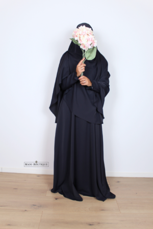 Abaya Yasmin mini cute sleeves night blue (2 lengtes - lightweight) - Afbeelding 5