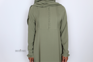 Abaya Yasmin mini cute sleeves olive (2 lengtes - lightweight) - Afbeelding 2