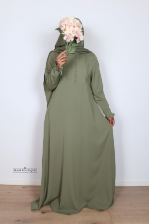 Abaya Yasmin mini cute sleeves olive (2 lengtes - lightweight)