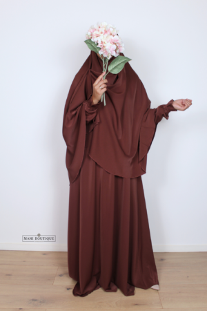 Abaya cute sleeves burgundy (2 lengtes - lightweight) - Afbeelding 3
