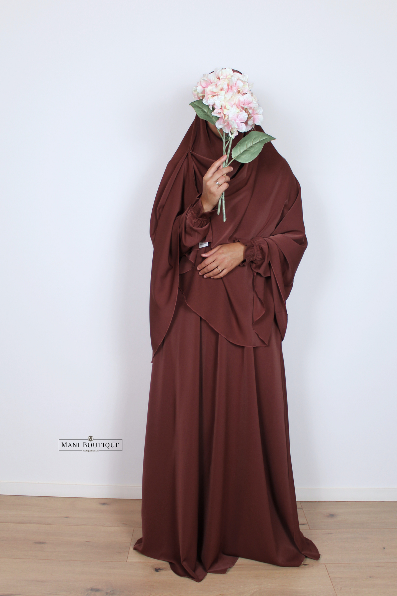 Abaya cute sleeves burgundy (2 lengtes - lightweight) - Afbeelding 2