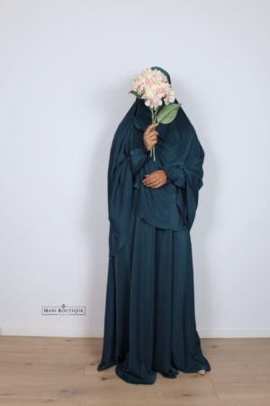 Abaya cute sleeves petrol blue (2 lengtes - lightweight) - Afbeelding 3