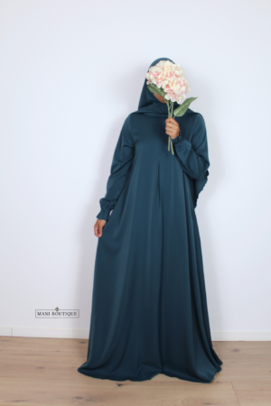 Abaya cute sleeves petrol blue (2 lengtes - lightweight)