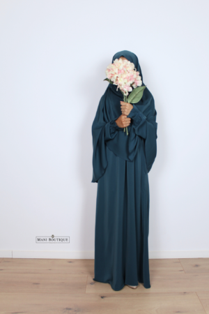 Meisjes abaya met cute sleeves petrol blue (lightweight) - Afbeelding 3
