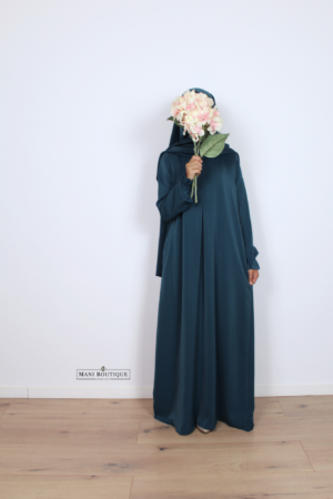 Meisjes abaya met cute sleeves petrol blue (lightweight)